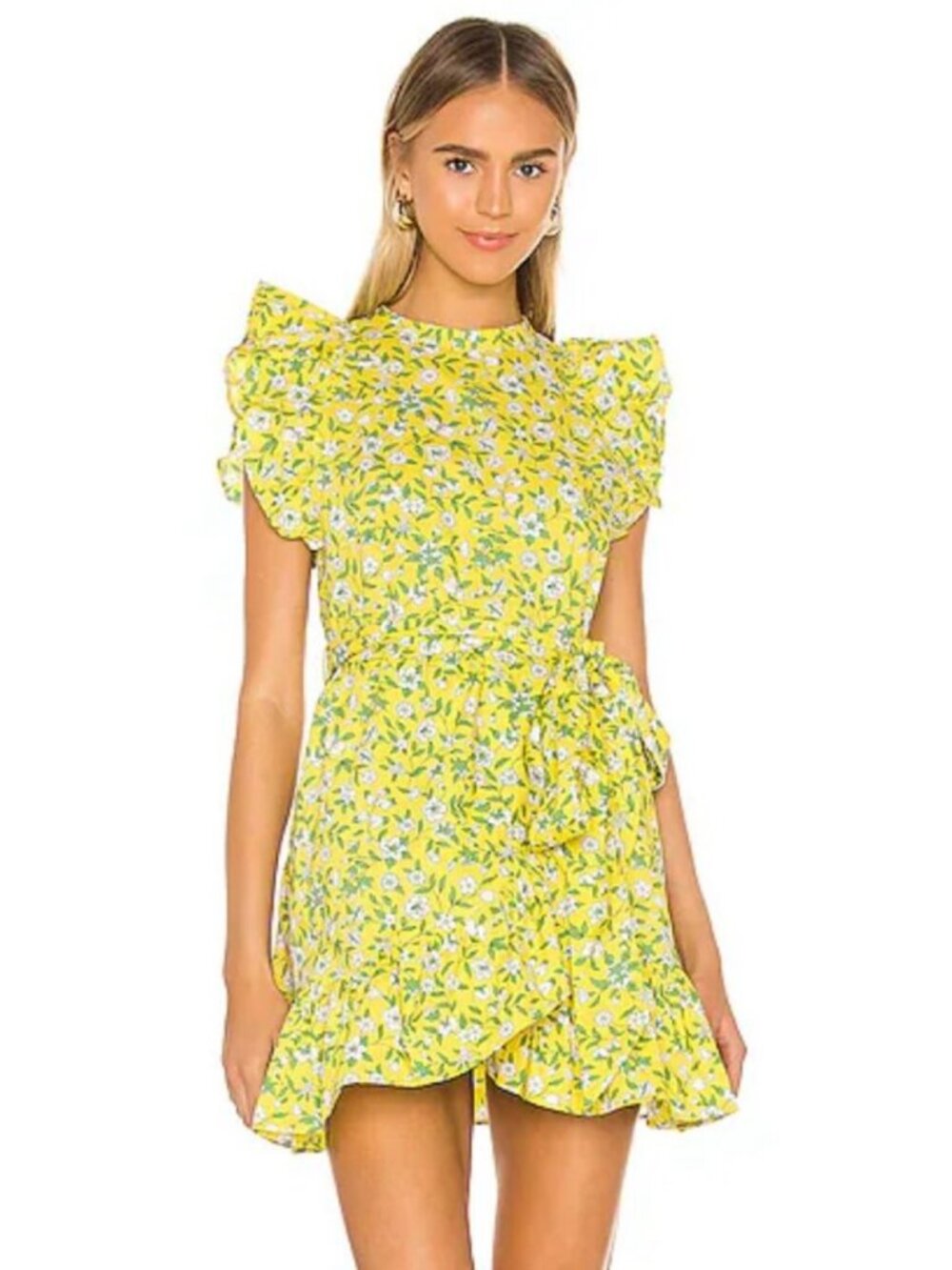 Banjanan Audrey Floral Cotton-Poplin Flutter Sleeve Mini Dress